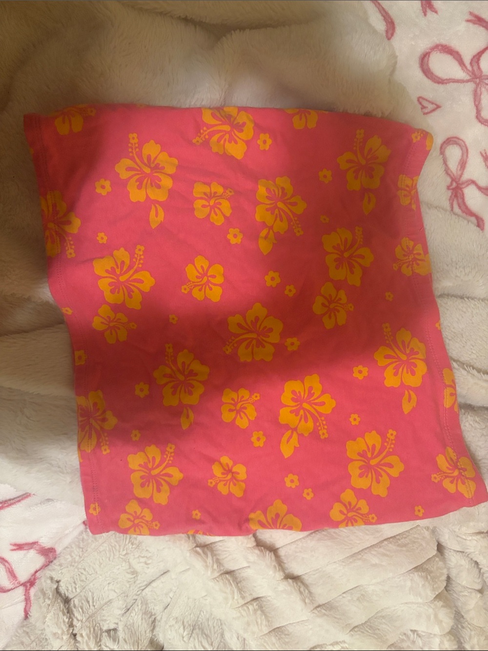 Garage Bright Pink Skirt with Orange Hibiscus Print